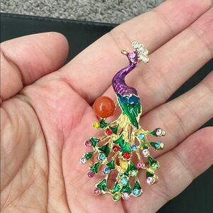 Colorful Peacock Brooch